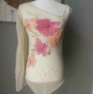 100%  silk Express one sleeve asymmetrical shirt